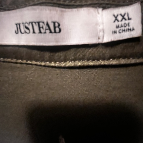 JustFab Olive Green Jean Jacket with Floral Embroidery - Picture 6 of 8